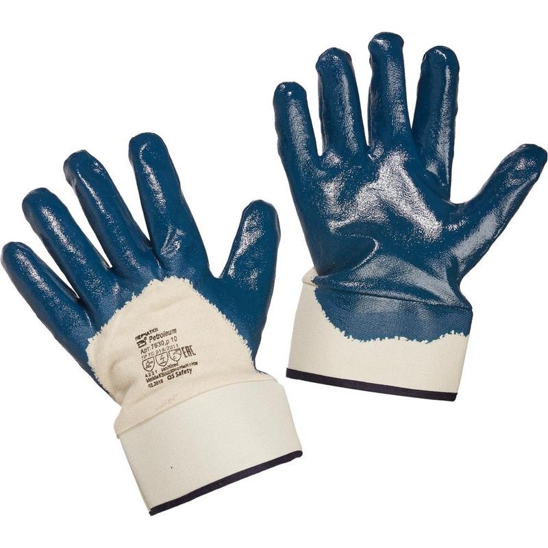 Перчатки защитные хлопковые с неполным нитриловым покрытием, манжета крага, без размера, 1 перчатки защитные трикотажные с нитриловым покрытием hesler 11 l бело синий