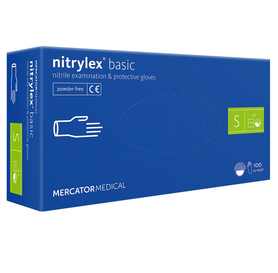 

Перчатки одноразовые нитриловые смотровые Nitrylex Basic размер  50 пар, Голубой