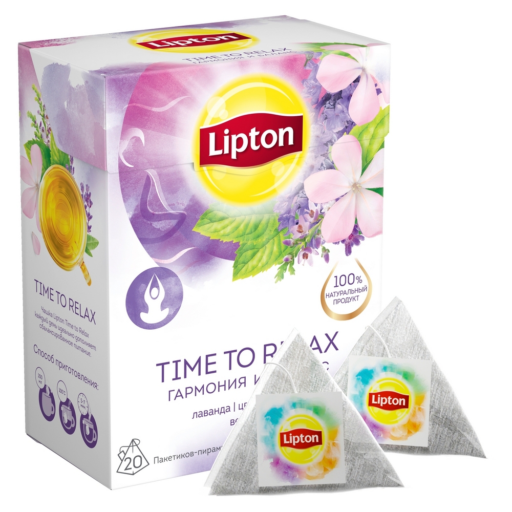 фото Напиток lipton time to relax травяной лаванда-вербена-цветы вереска в пакетиках 20*1 г