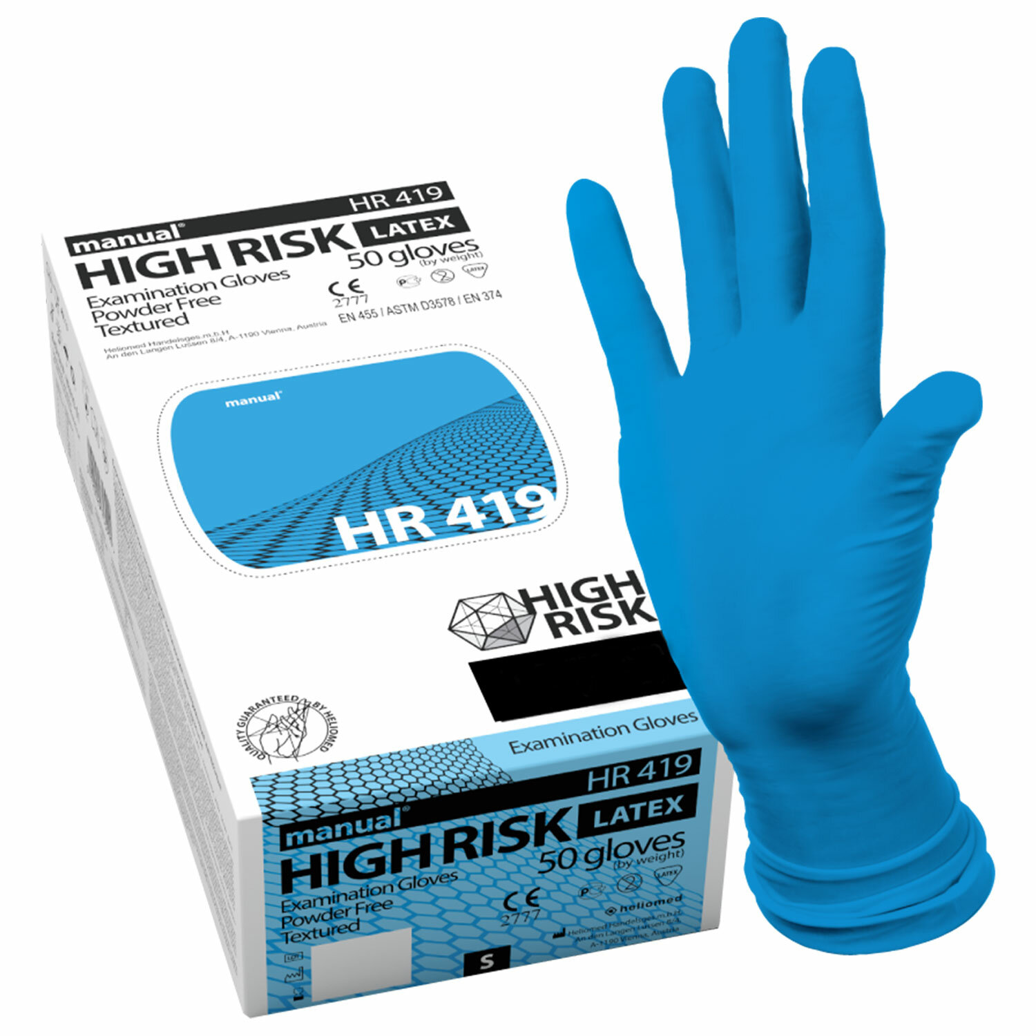 Перчатки латексные Manual High Risk, размер 9 (L), 25 пар