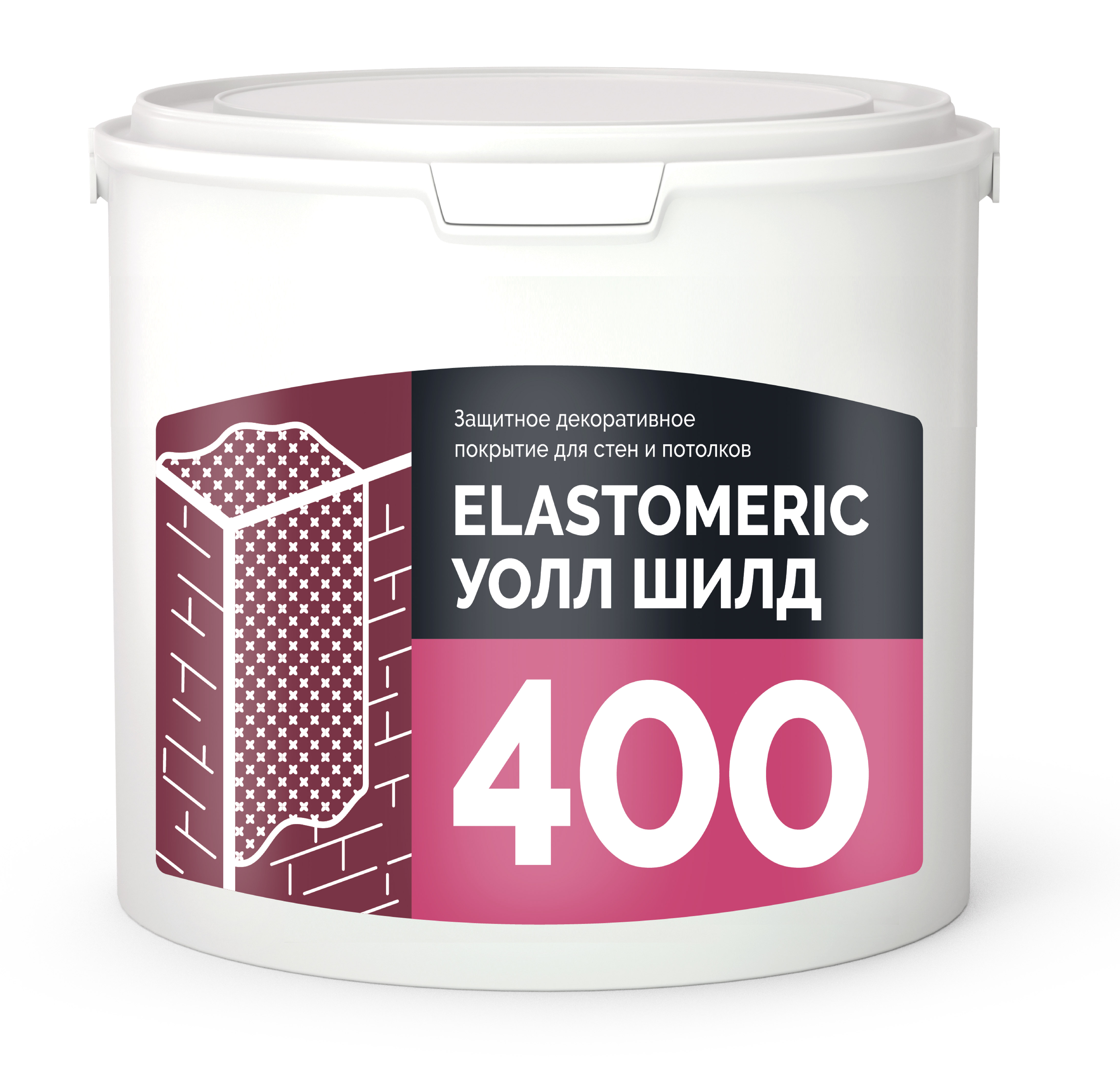 Краска защитная для стен и потолков Elastomeric-400 моющаяся, для наружных работ, белая