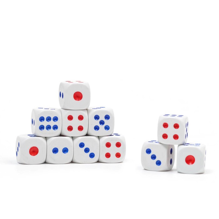 

Кости игральные, 100 шт, 1.2 х 1.2 см (100 шт), Белый