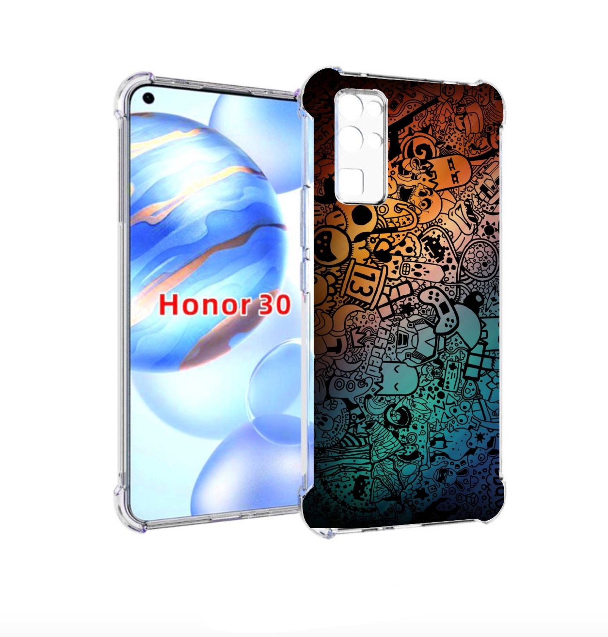 

Чехол бампер MyPads стикеты в тени для Honor 30 (BMH-AN10) проти, Прозрачный, Tocco