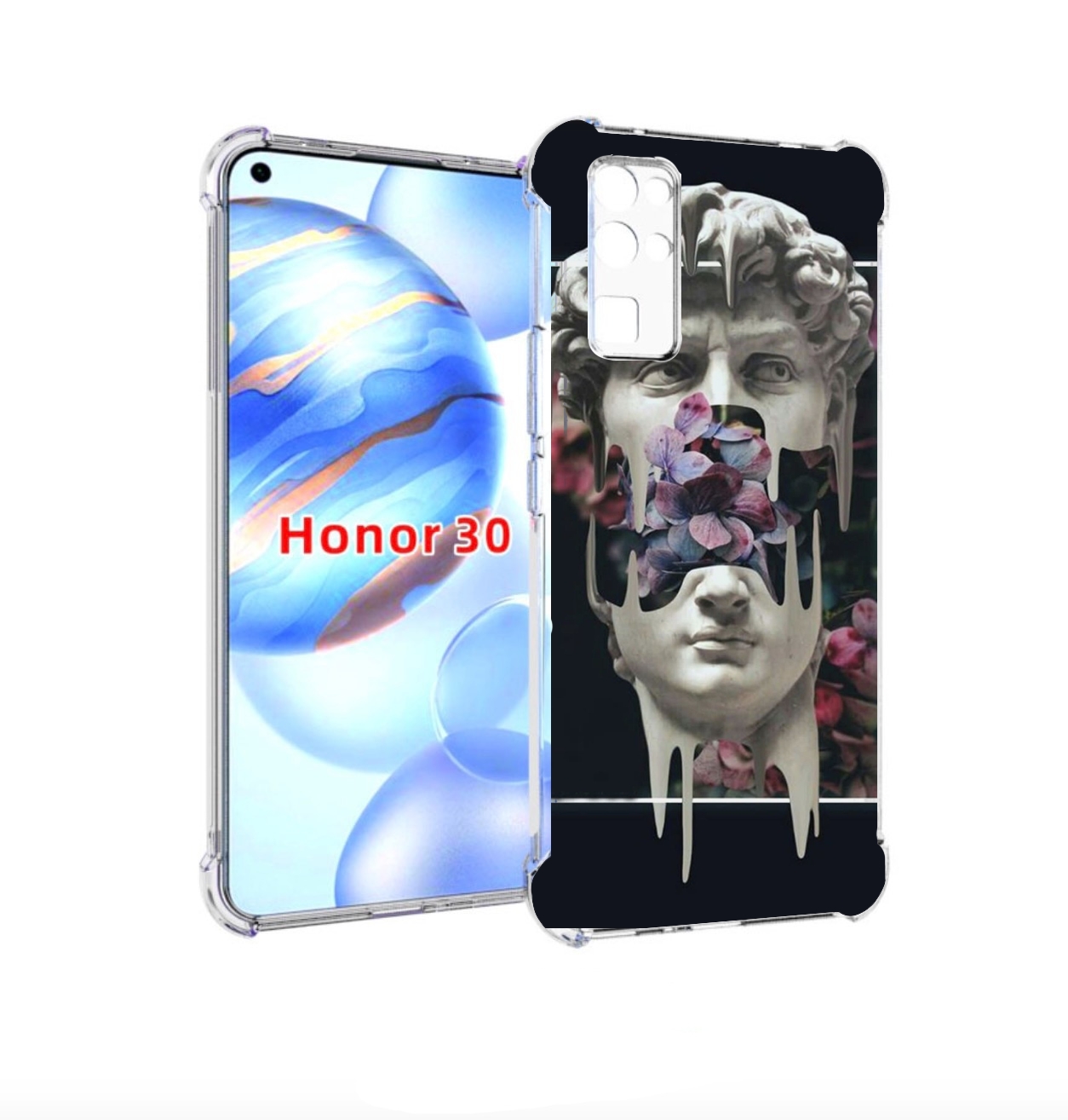 

Чехол бампер MyPads статуя-с-цветами-внутри для Honor 30 (BMH-AN, Прозрачный, Tocco