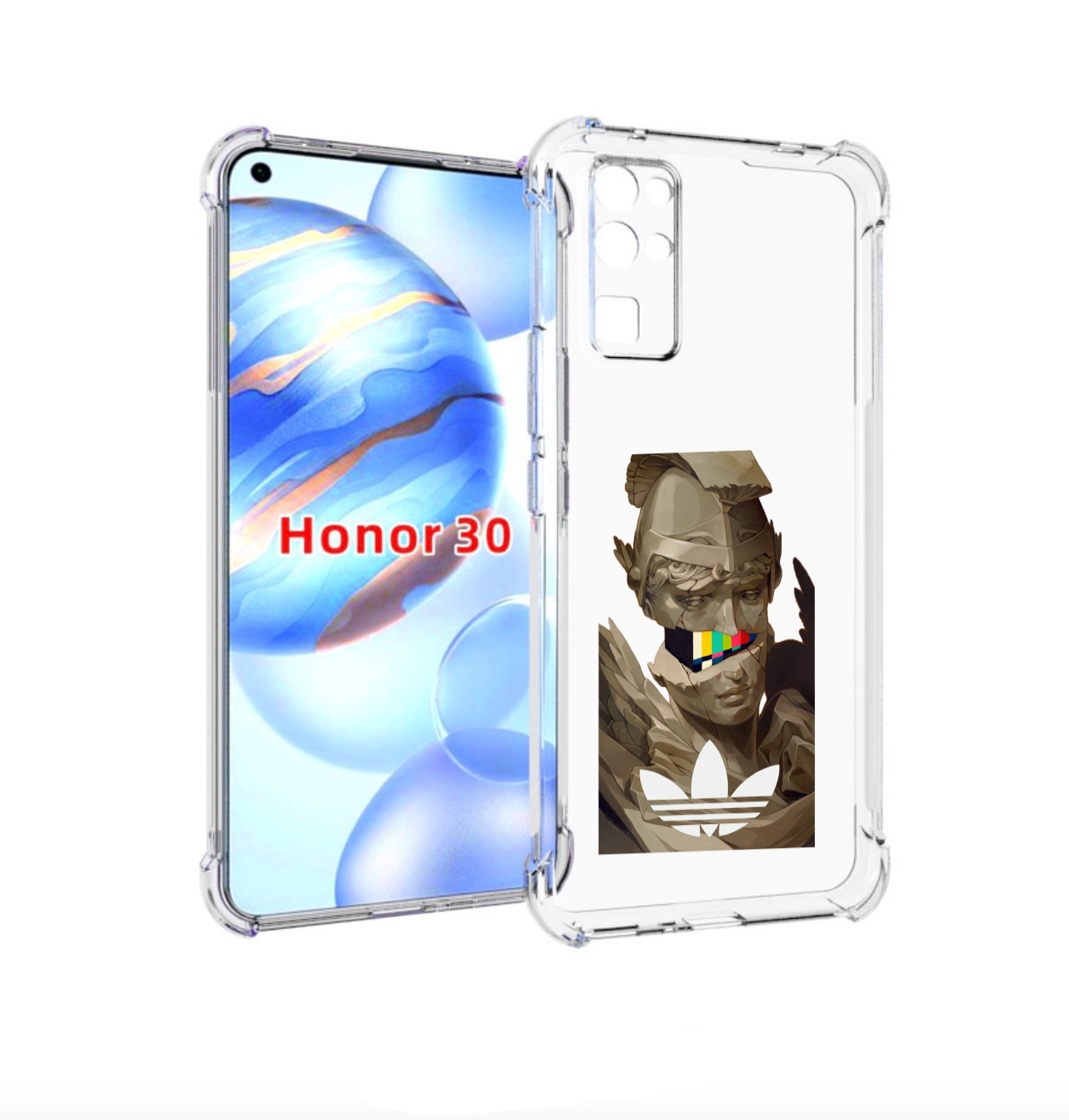 

Чехол бампер MyPads статуя-адидас для Honor 30 (BMH-AN10) против, Прозрачный, Tocco