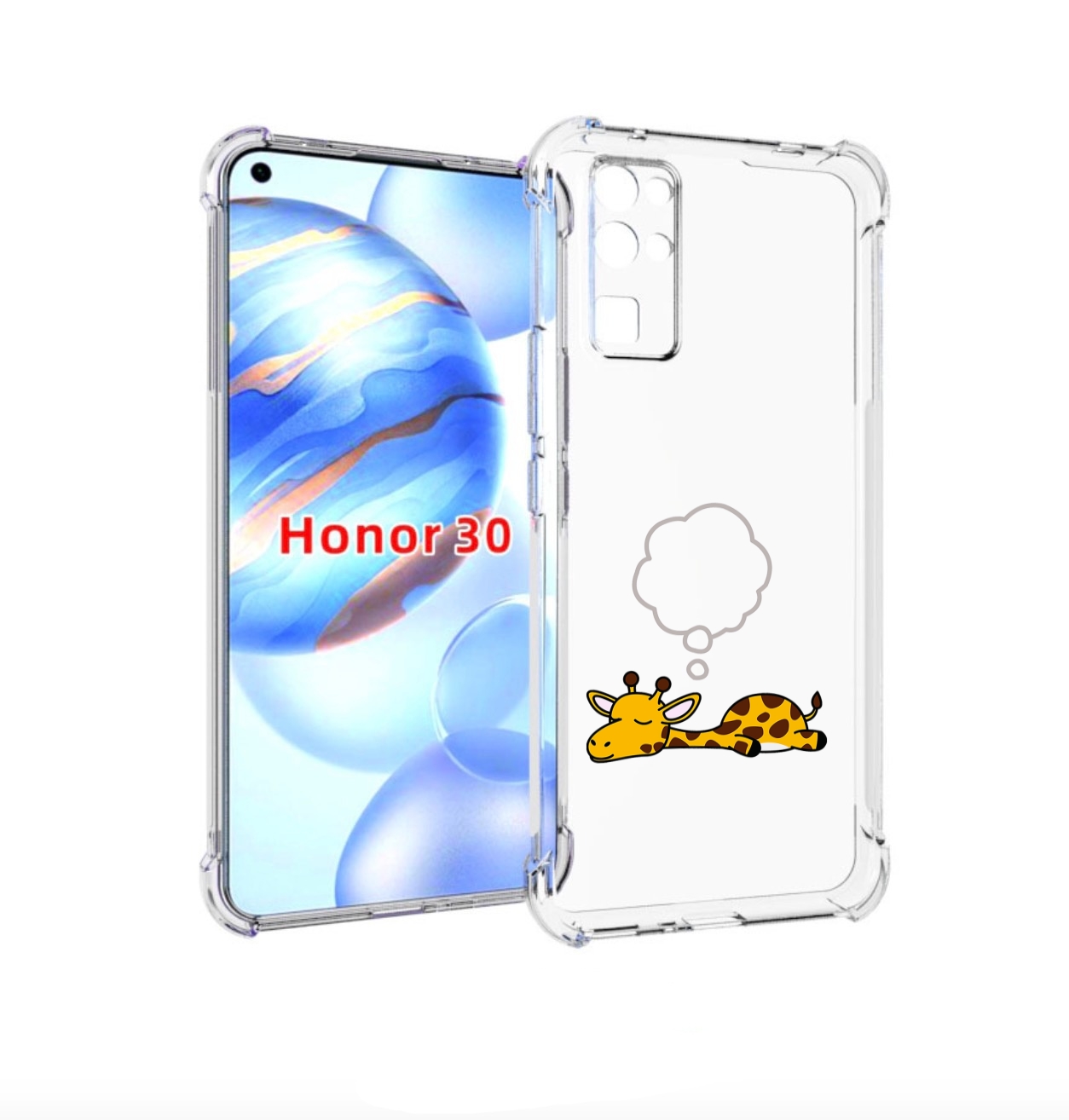 

Чехол бампер MyPads спящий-жираф детский для Honor 30 (BMH-AN10), Прозрачный, Tocco