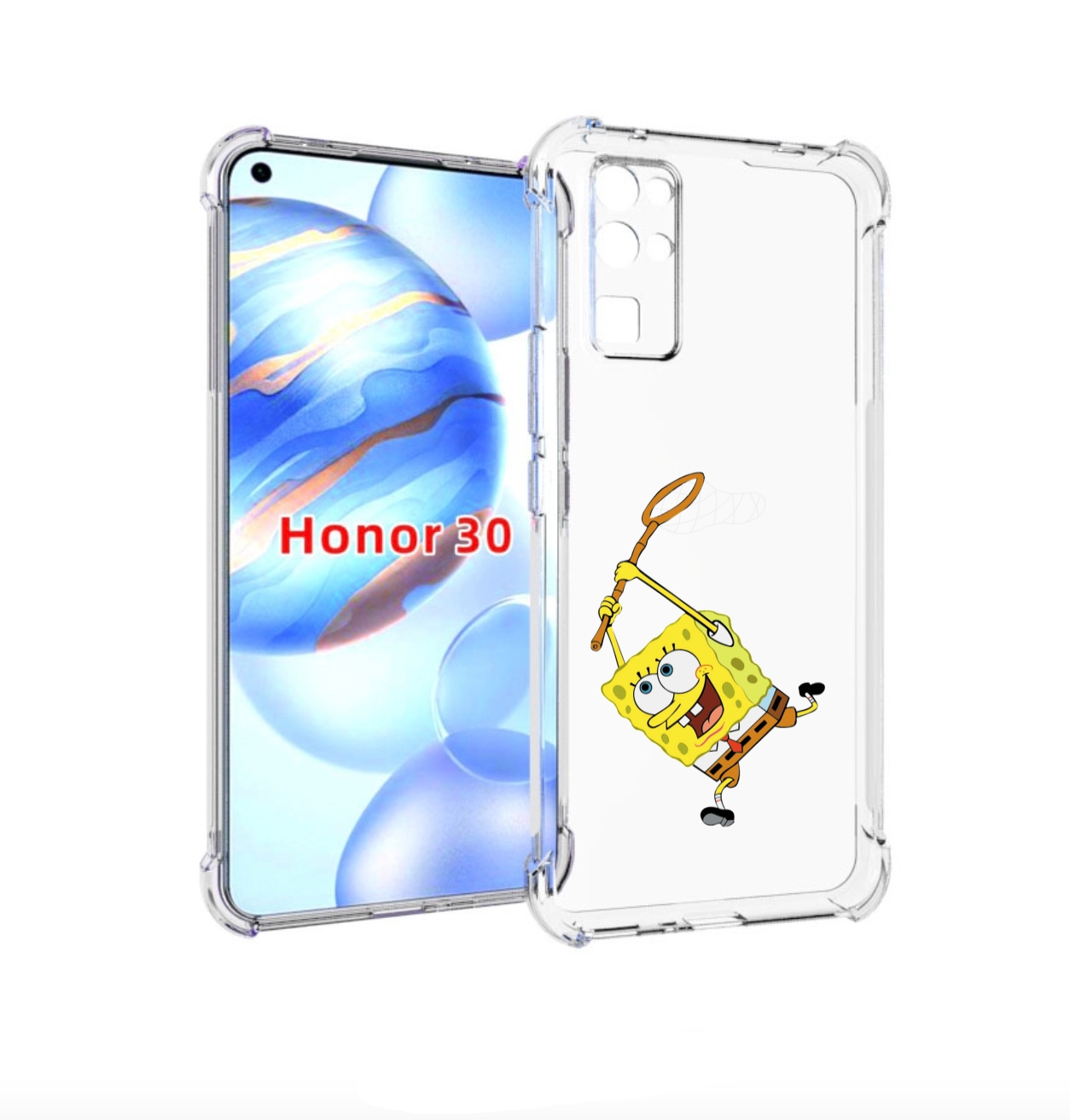 

Чехол бампер MyPads спанчбоб-с-сочком для Honor 30 (BMH-AN10) пр, Прозрачный, Tocco