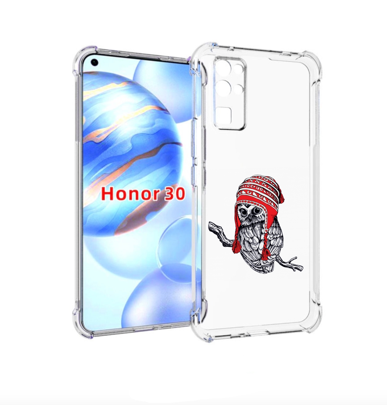 

Чехол бампер MyPads сова-в-красной-шапке-на-веточке для Honor 30, Прозрачный, Tocco