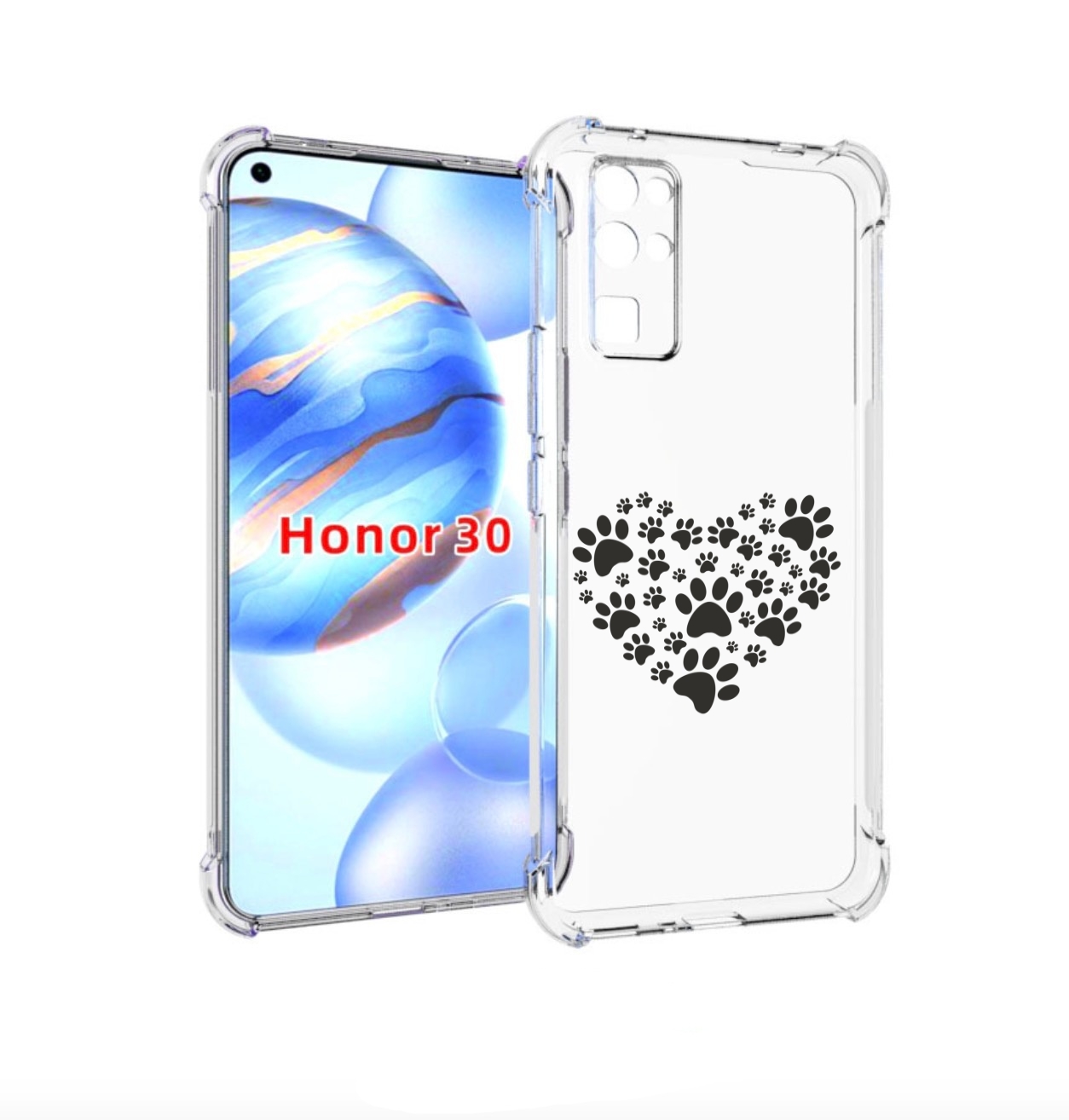 

Чехол бампер MyPads следы-в-сердечке для Honor 30 (BMH-AN10) про, Прозрачный, Tocco