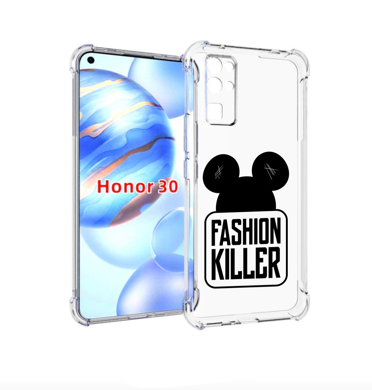 

Чехол бампер MyPads силуэт-микки-мауса для Honor 30 (BMH-AN10) п, Прозрачный, Tocco