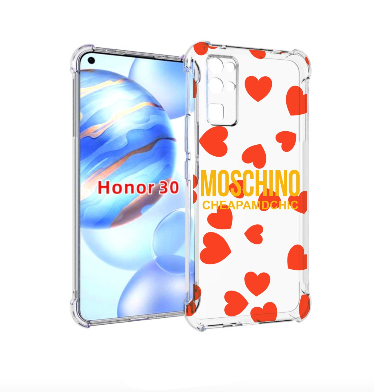 

Чехол бампер MyPads сердца-москино для Honor 30 (BMH-AN10) проти, Прозрачный, Tocco
