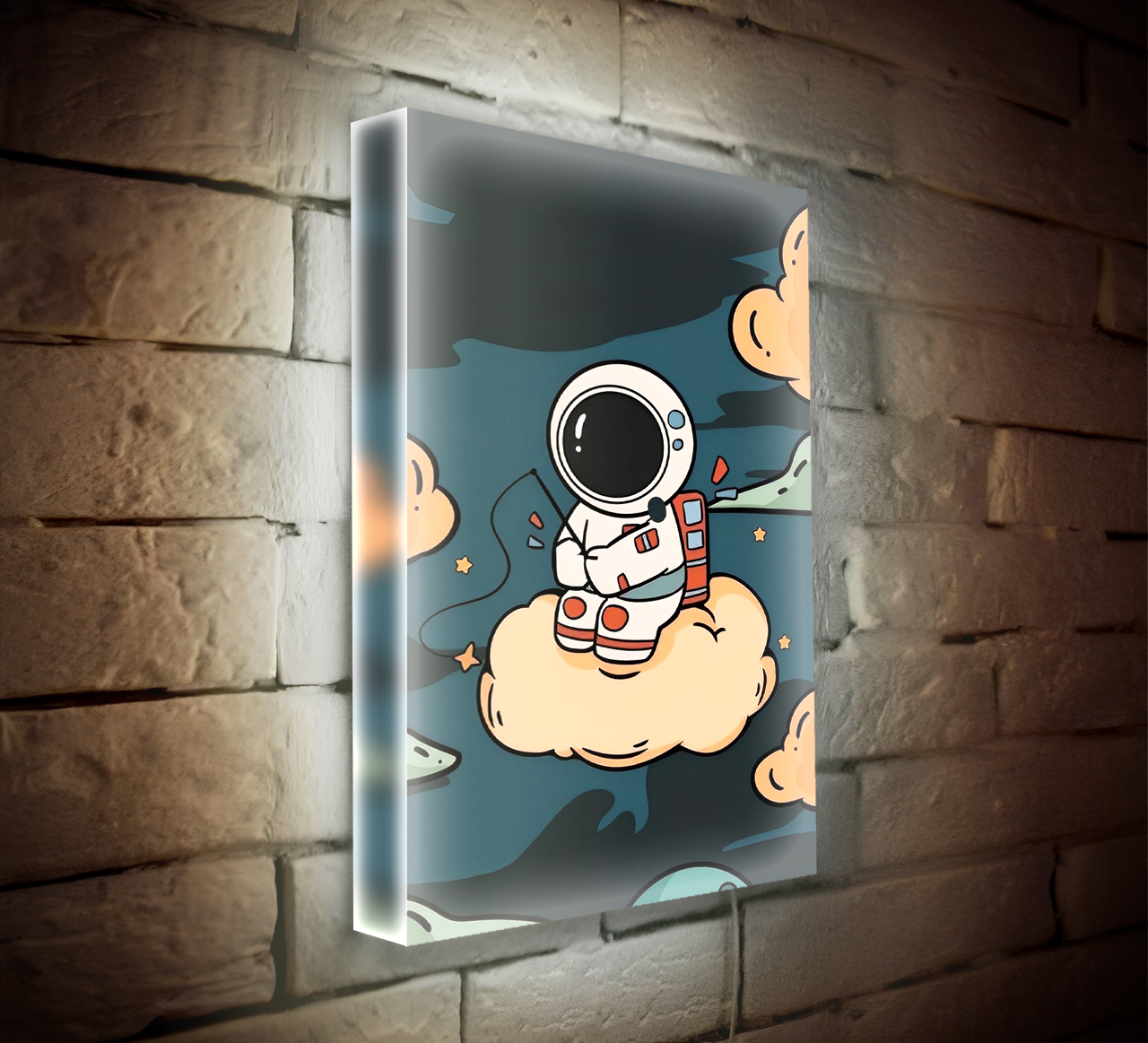 Картина постер с подсветкой Moretti с дополненной реальностью 50см*70см космонавт
