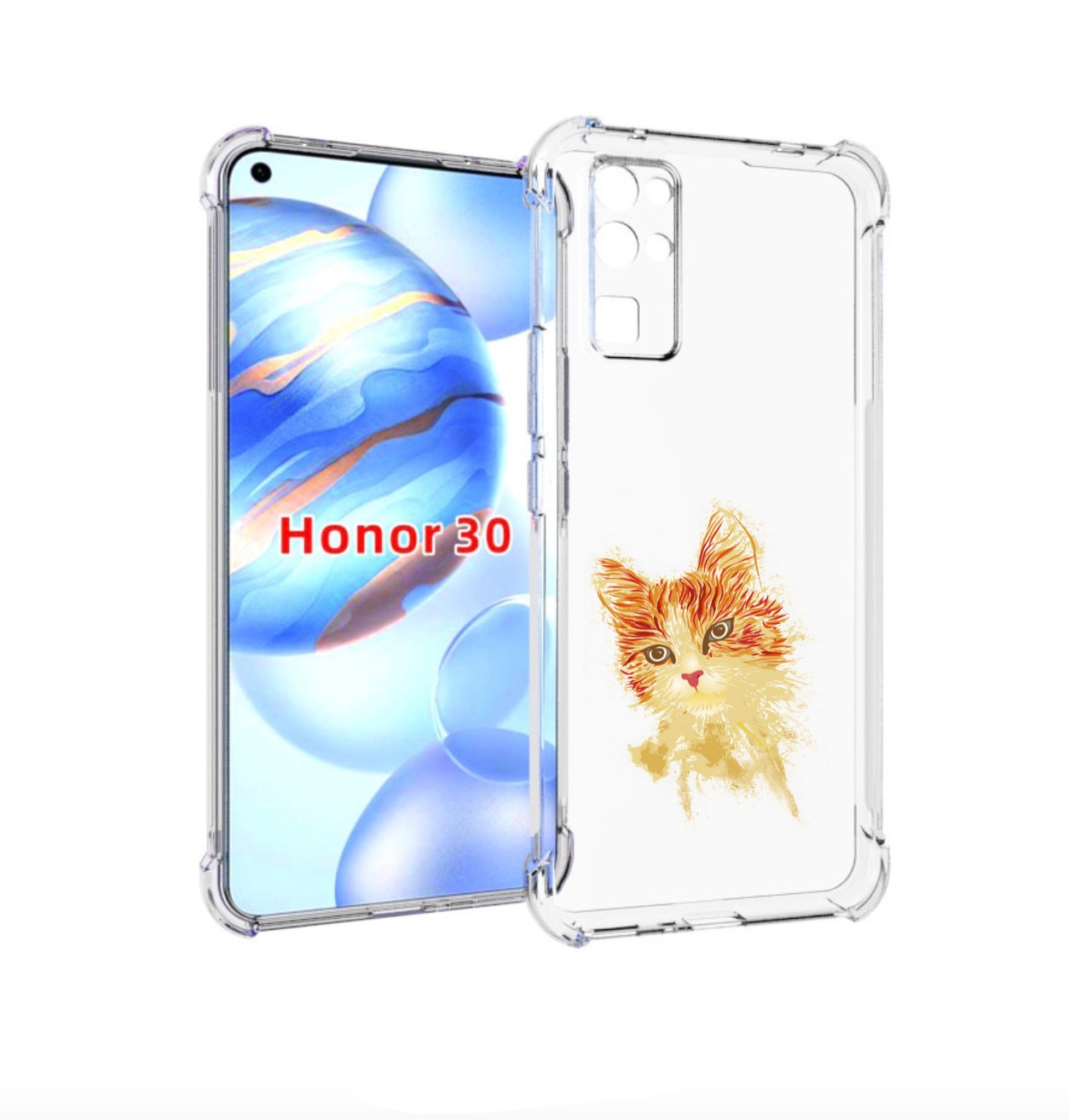 

Чехол бампер MyPads рыжий кот для Honor 30 (BMH-AN10) противоуда, Прозрачный, Tocco