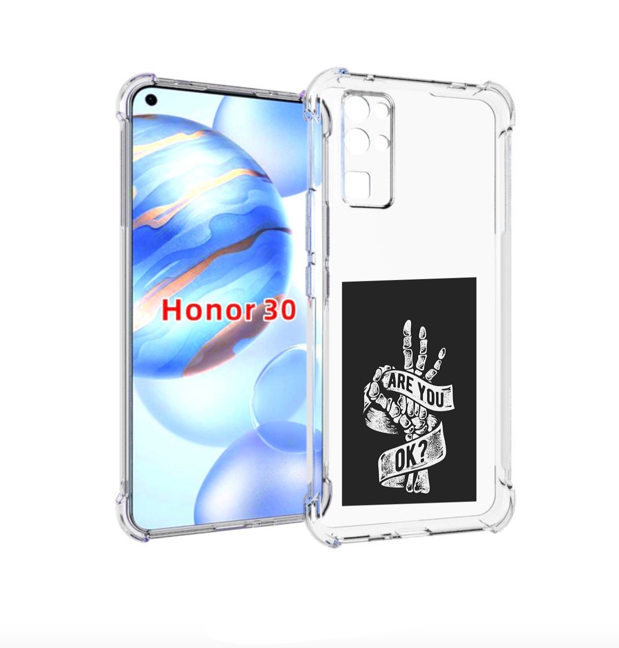 

Чехол бампер MyPads рука-скелета для Honor 30 (BMH-AN10) противо, Прозрачный, Tocco