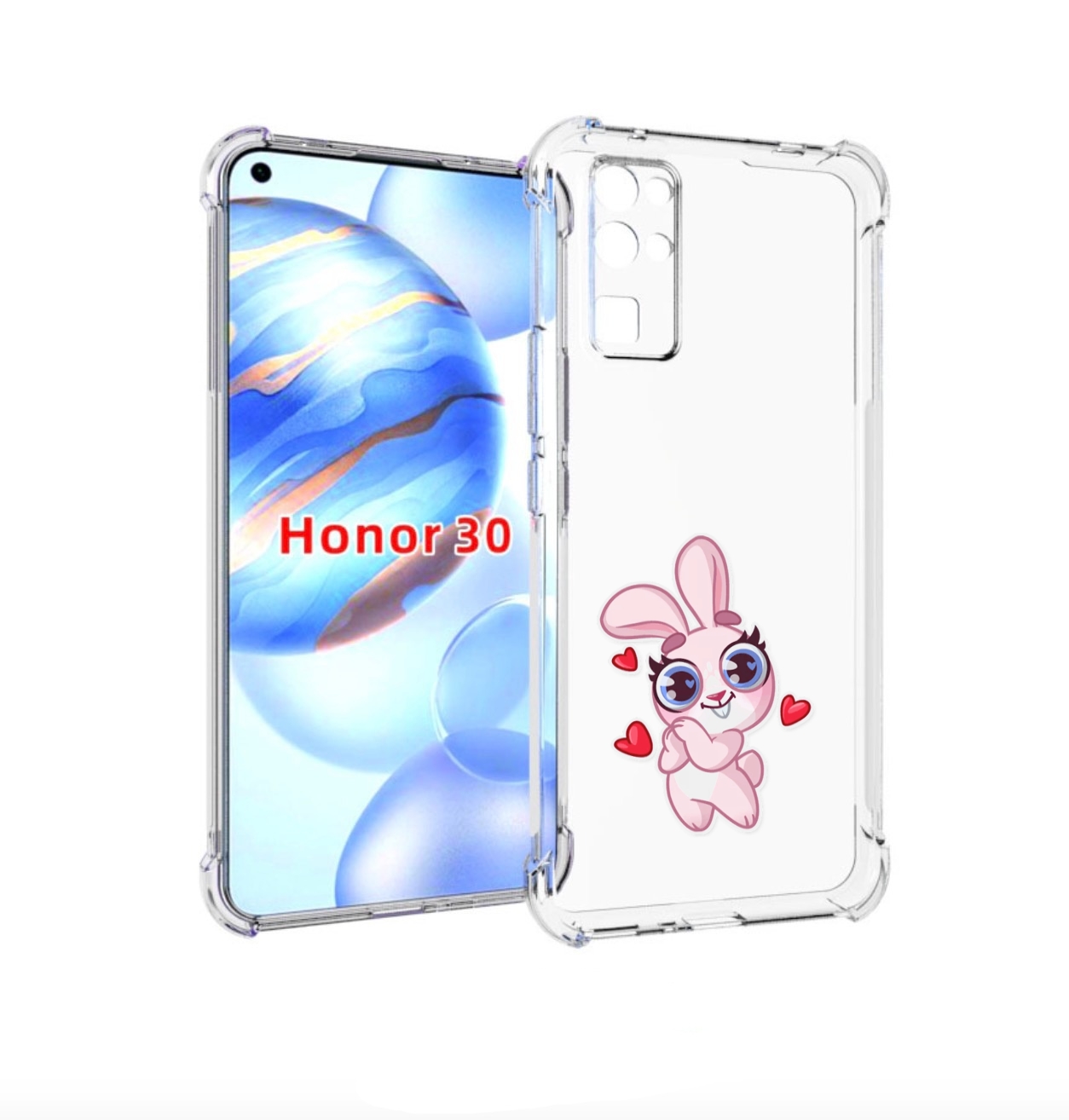 

Чехол бампер MyPads розовый-зайченок для Honor 30 (BMH-AN10) про, Прозрачный, Tocco