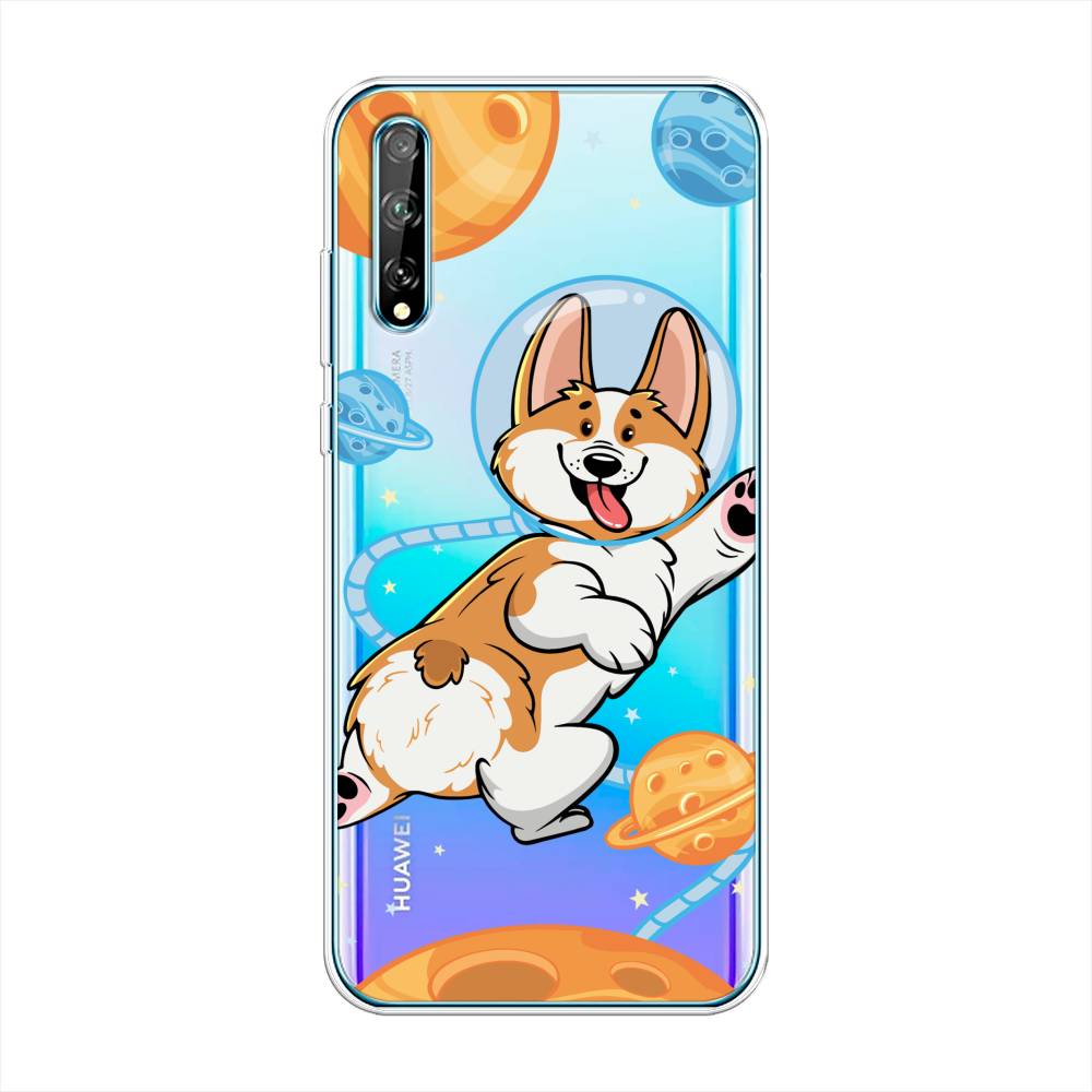 

Чехол на Huawei Y8p "Корги-космонавт", Голубой;бежевый;белый, 6103550-1