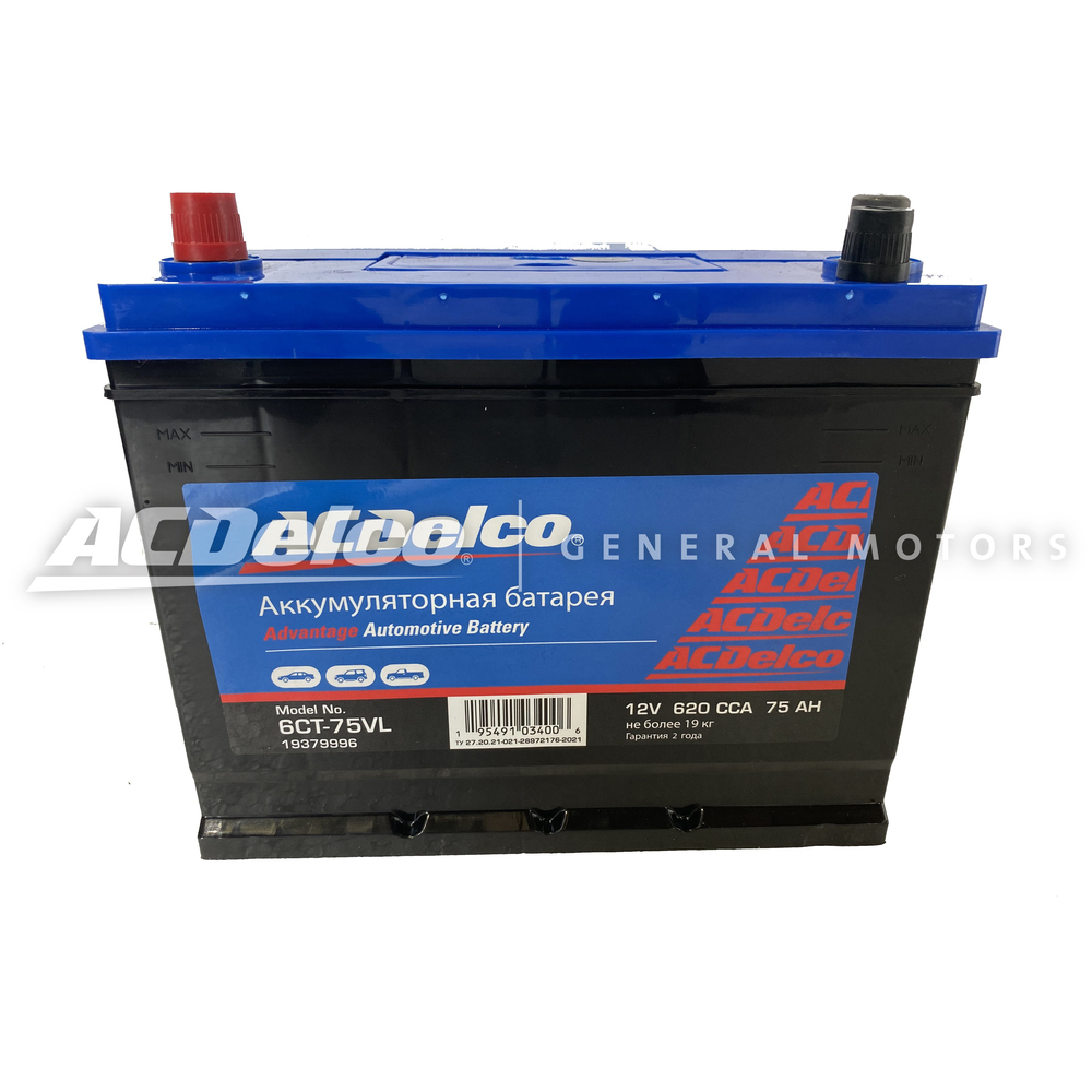 

Аккумулятор ACDelco 75 А/ч прямая L+ 260x175x225 EN620 А