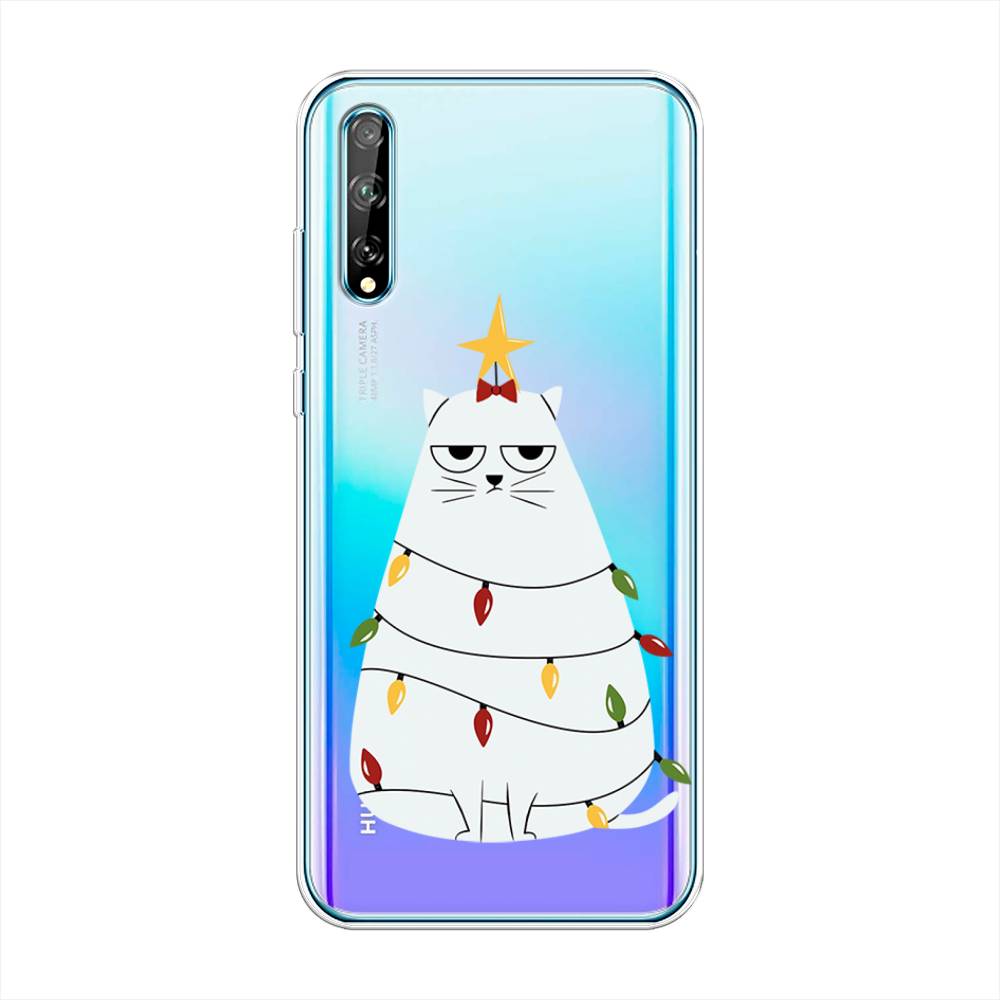 

Чехол на Huawei Y8p "Котик в гирлянде", Белый;красный;желтый, 6103550-1