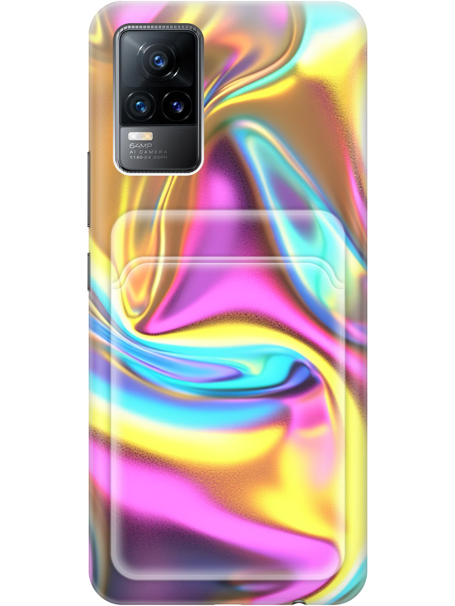 

Силиконовый чехол на Vivo V21e с принтом с карманом для карты прозрачный 789602, Желтый;фиолетовый;прозрачный, 743438131