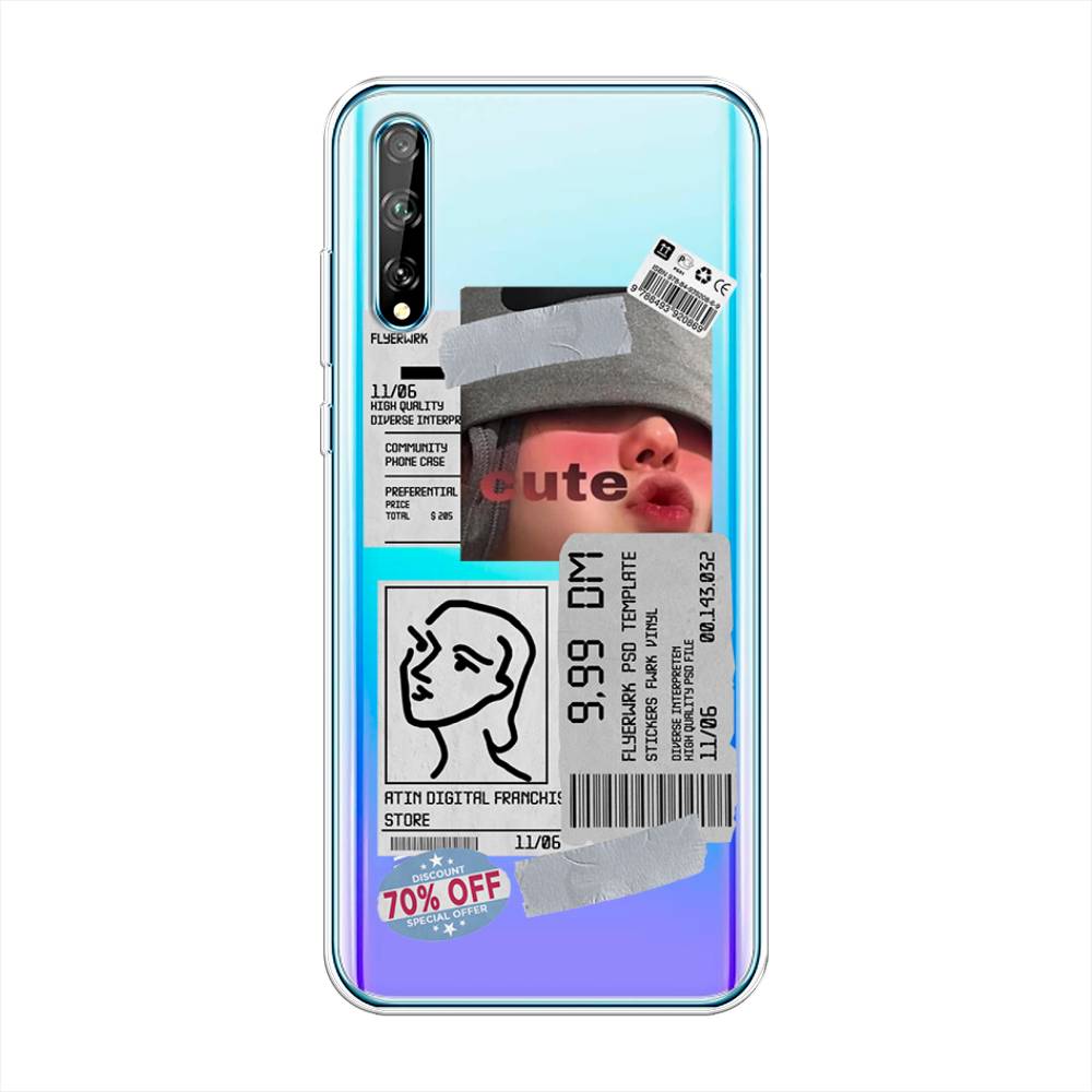 

Чехол на Huawei Y8p "Cute girl collage", Розовый;серый;голубой, 6103550-6
