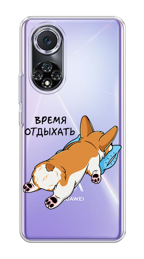 

Чехол на Huawei Nova 9 "Корги отдыхает", Черный;коричневый;голубой, 6106150-1