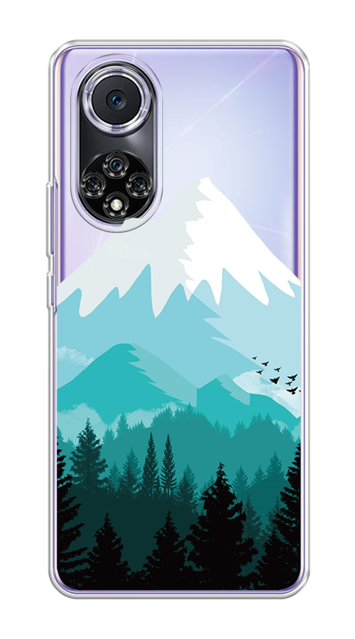 

Чехол на Huawei Nova 9 "Синяя снежная гора", Белый;голубой, 6106150-2