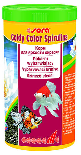 фото Корм для рыб sera goldy color spirulina, гранулы, 1 л