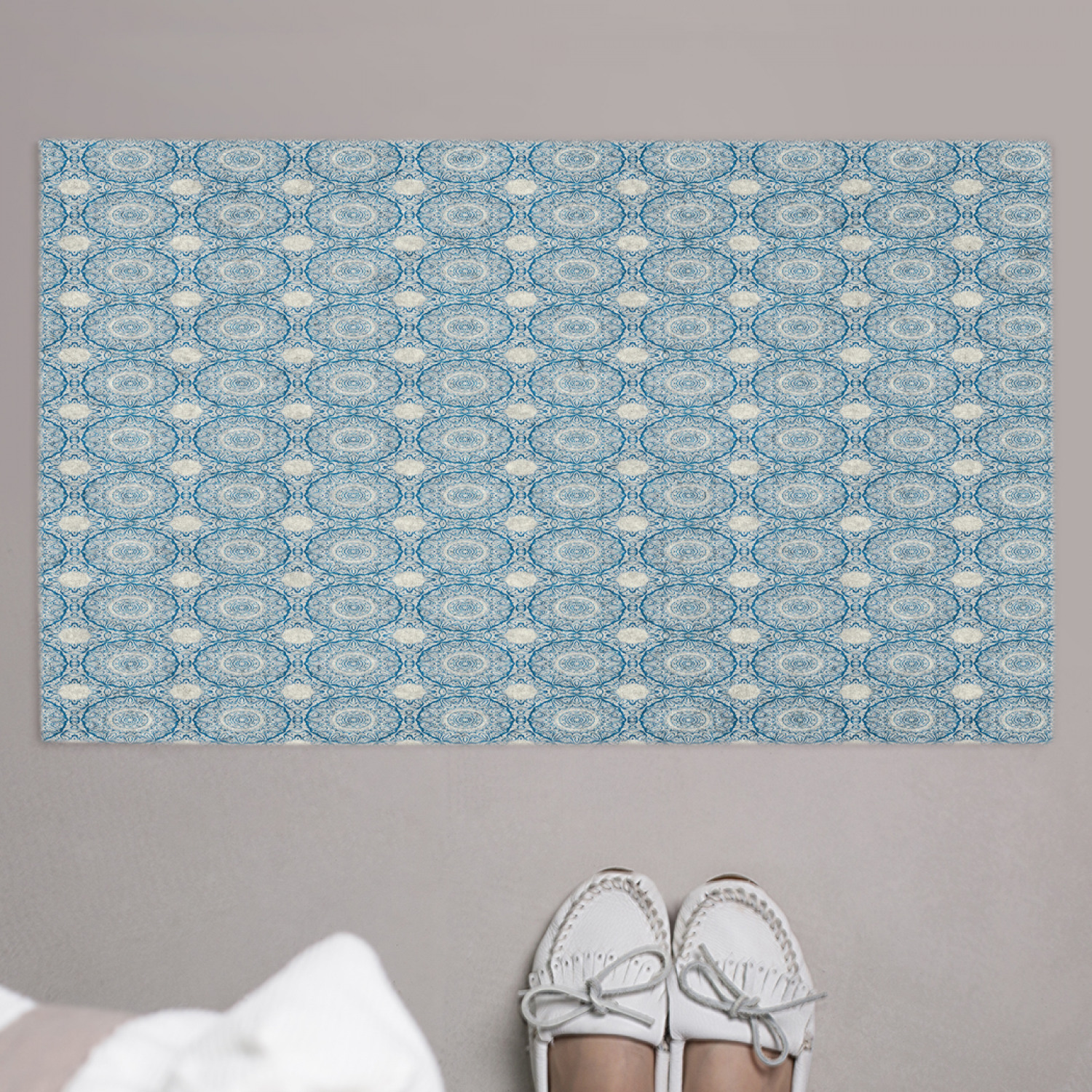 фото Придверный коврик joyarty "зимняя мандала" резиновая основа 75x45 см