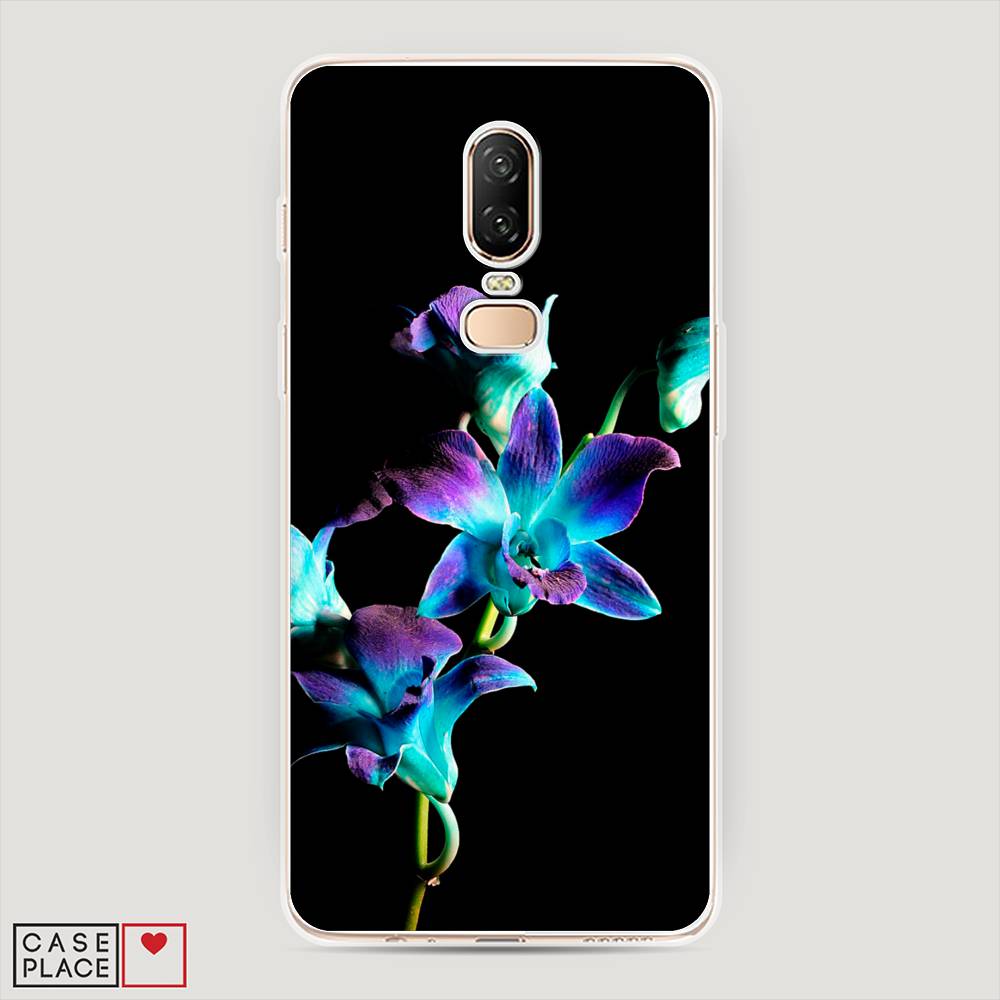 фото Чехол awog "синий цветок на черном" для oneplus 6