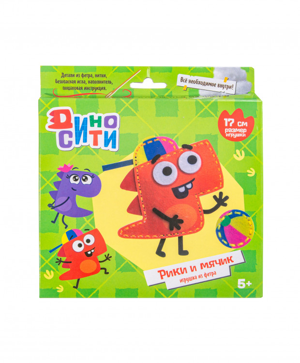 

Игровой набор для шитья из фетра Диносити Рики и мячик, DINOFELT04