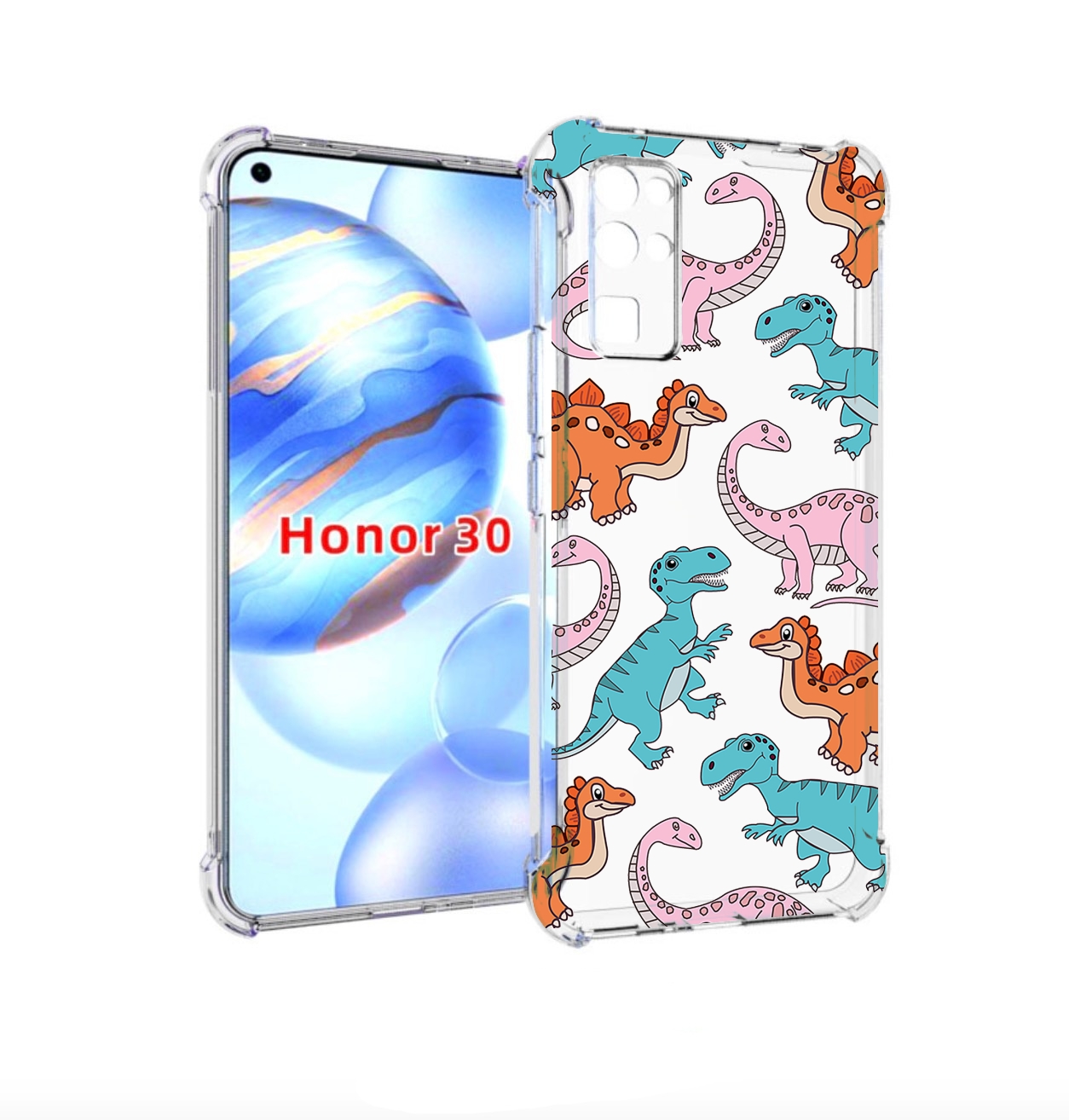 

Чехол бампер MyPads разные-динозаврики для Honor 30 (BMH-AN10) п, Прозрачный, Tocco