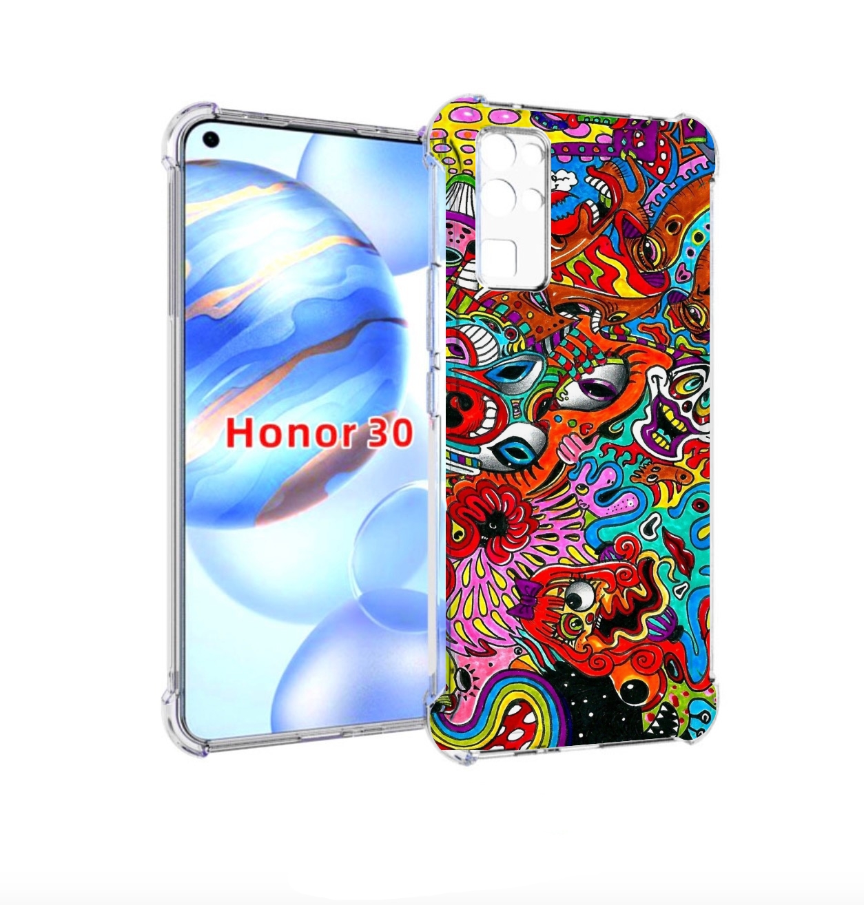 

Чехол бампер MyPads разные абстракции яркие для Honor 30 (BMH-AN, Прозрачный, Tocco