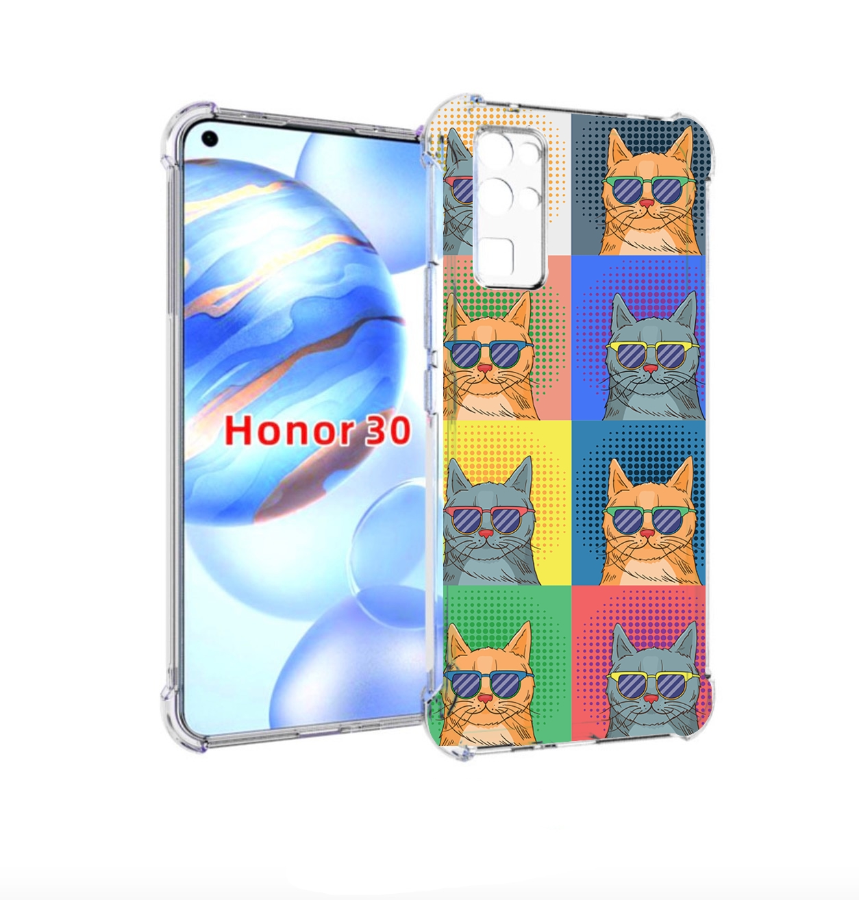 

Чехол бампер MyPads разноцветные-коты для Honor 30 (BMH-AN10) пр, Прозрачный, Tocco