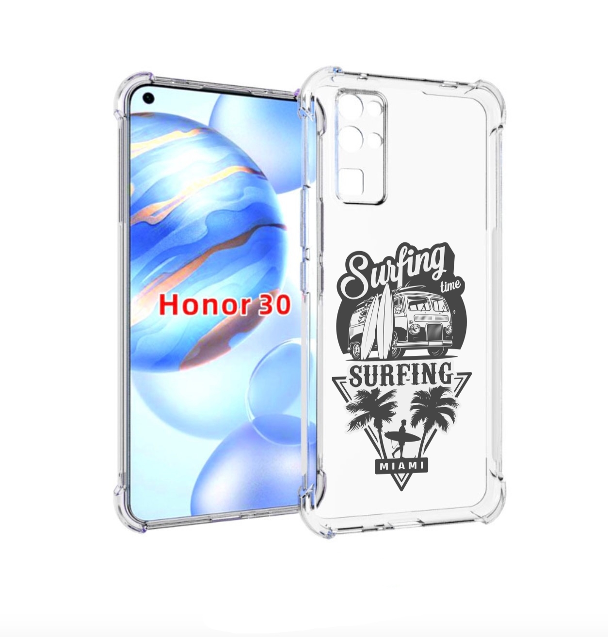 

Чехол бампер MyPads путешествие-на-фургочике для Honor 30 (BMH-A, Прозрачный, Tocco