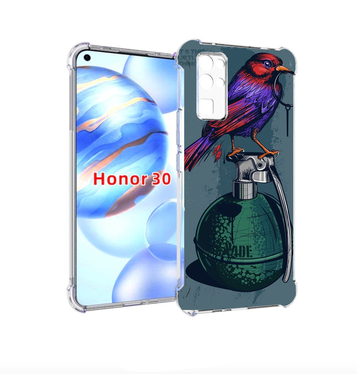 

Чехол бампер MyPads птица с гранатой для Honor 30 (BMH-AN10) про, Прозрачный, Tocco