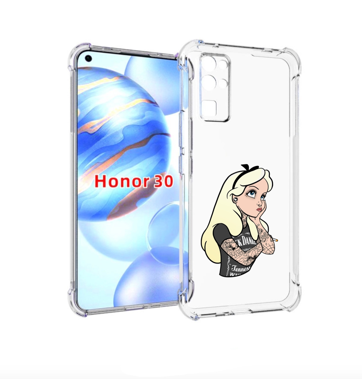 

Чехол бампер MyPads принцесса-в-татуировках женский для Honor 30, Прозрачный, Tocco
