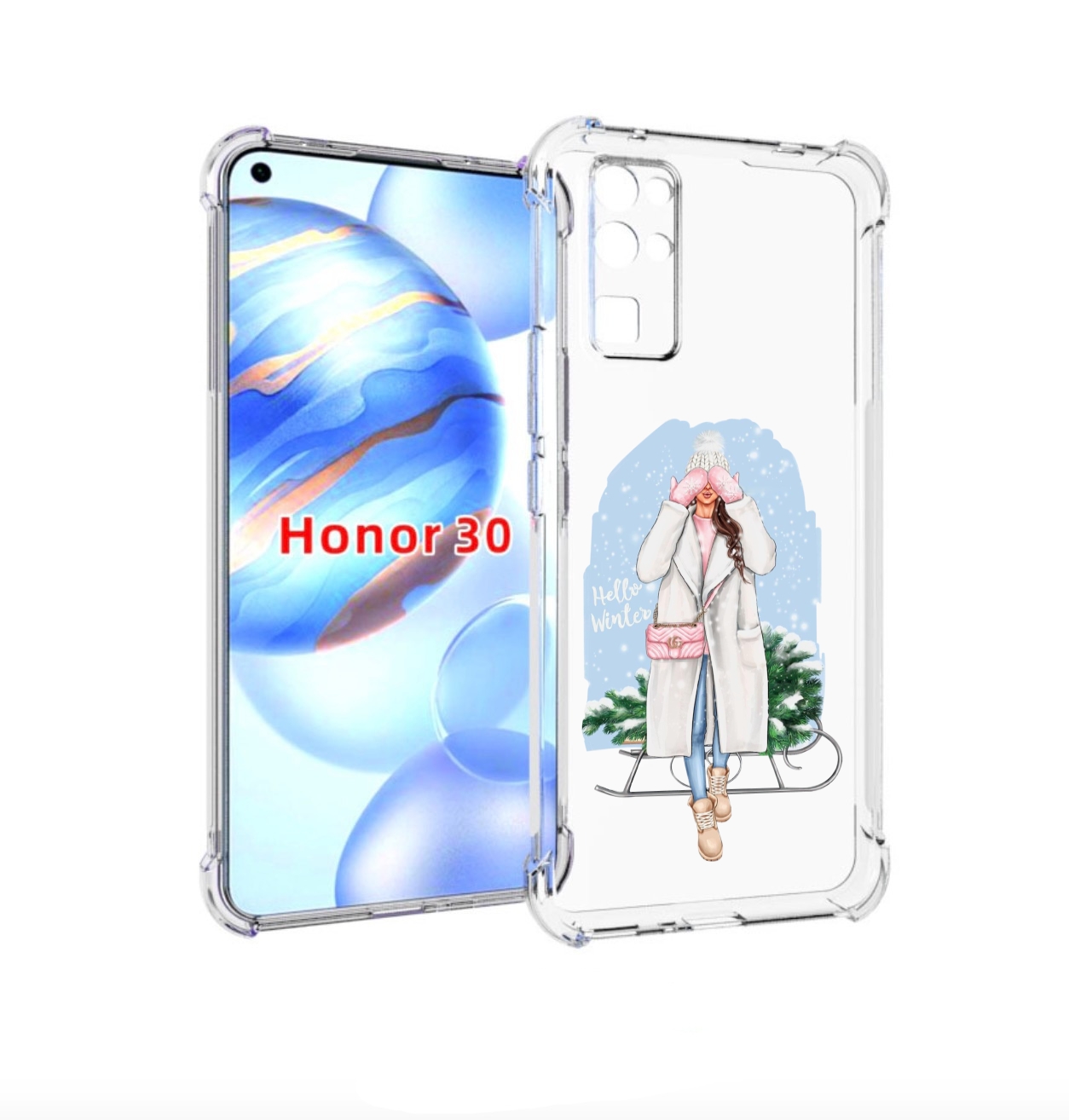 

Чехол бампер MyPads привет-зима женский для Honor 30 (BMH-AN10), Прозрачный, Tocco