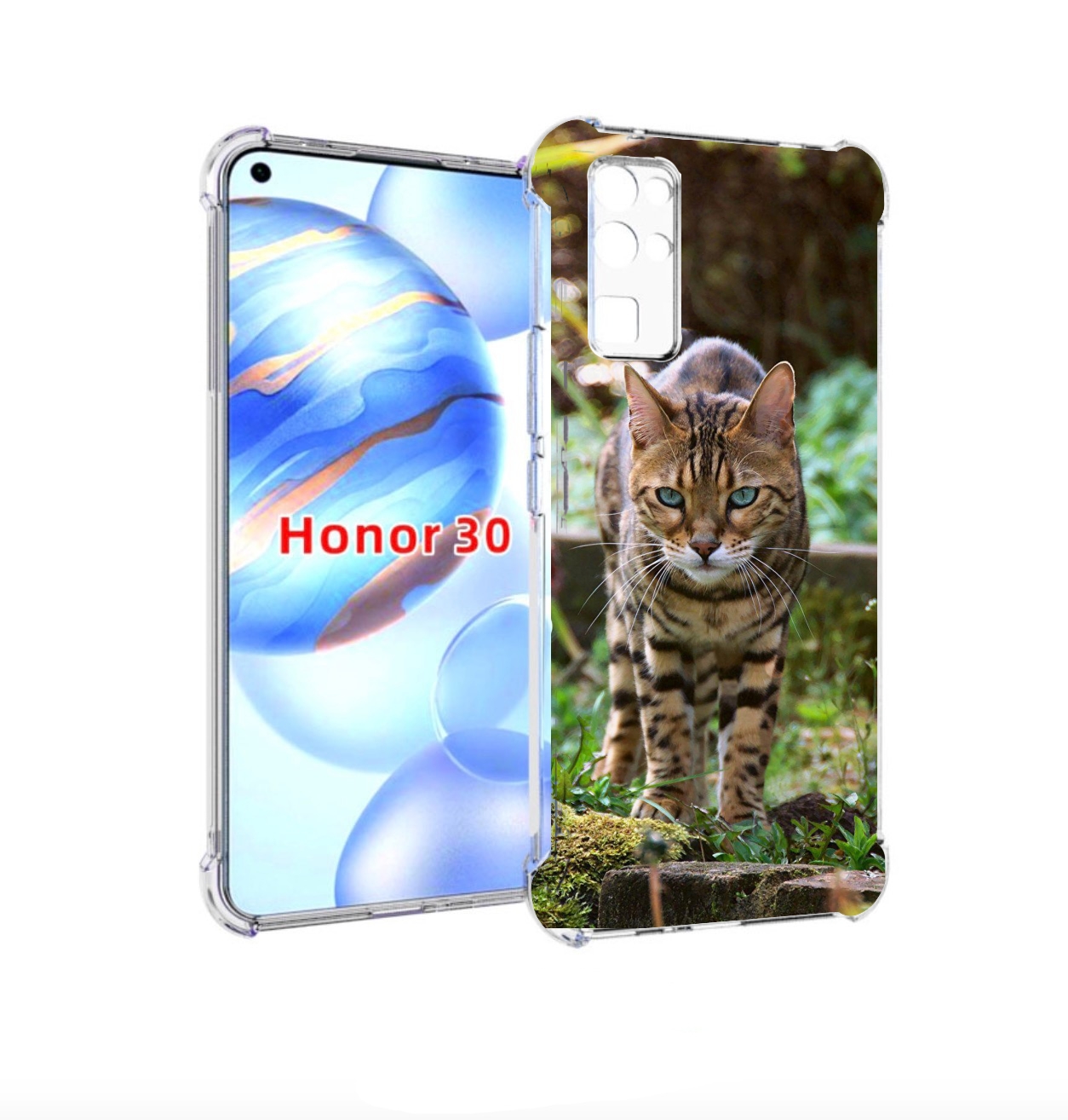 

Чехол бампер MyPads порода кошка бенгальская для Honor 30 (BMH-A, Прозрачный, Tocco