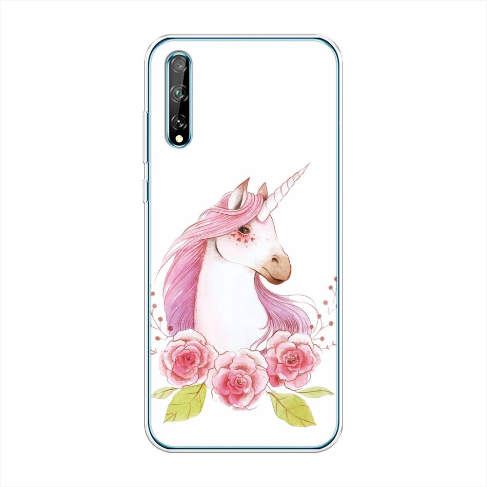 

Чехол на Huawei Y8p "Единорог цветы", Белый;розовый;серый, 6103550-1