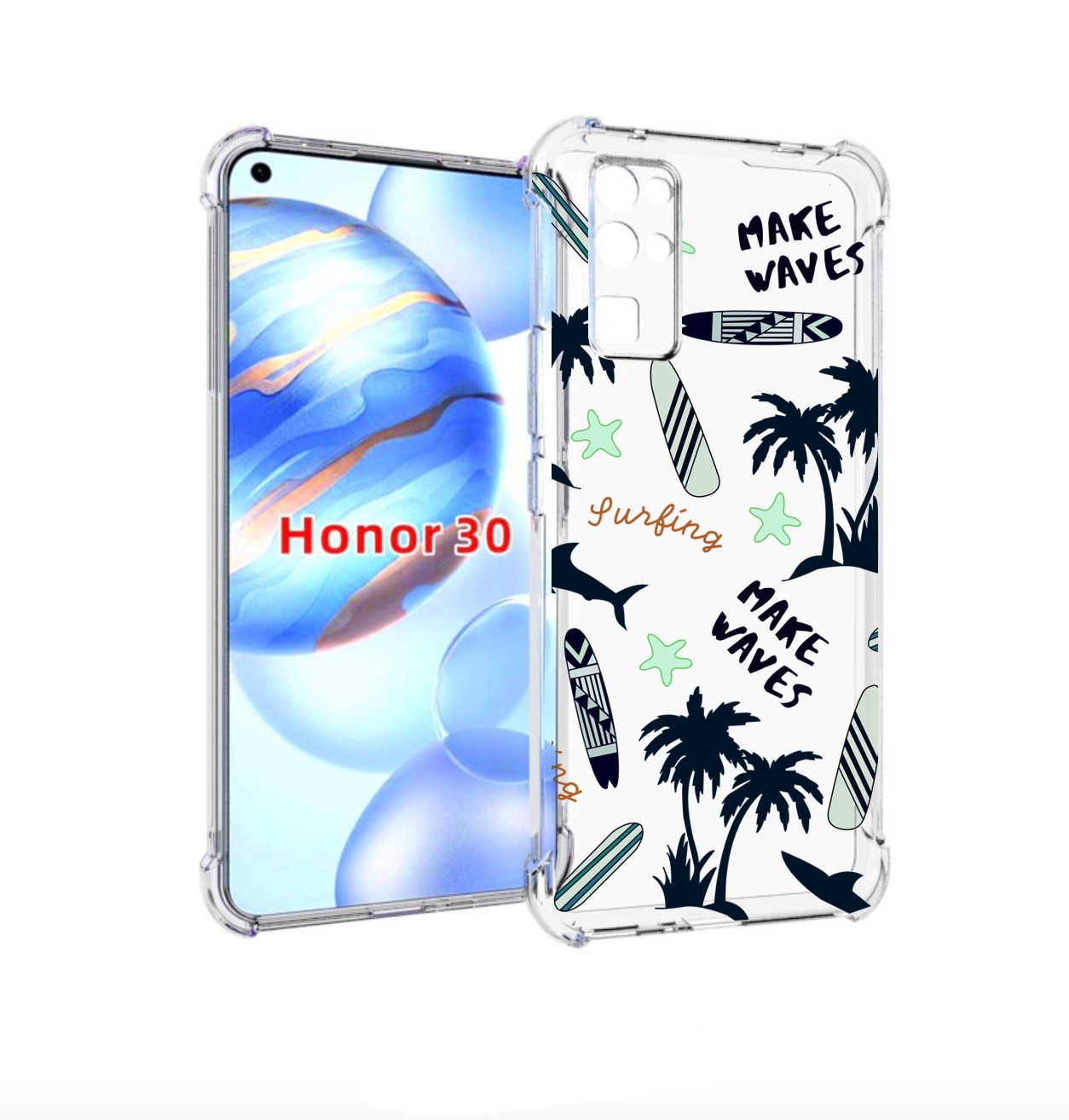 

Чехол бампер MyPads пляжная-тематика для Honor 30 (BMH-AN10) про, Прозрачный, Tocco