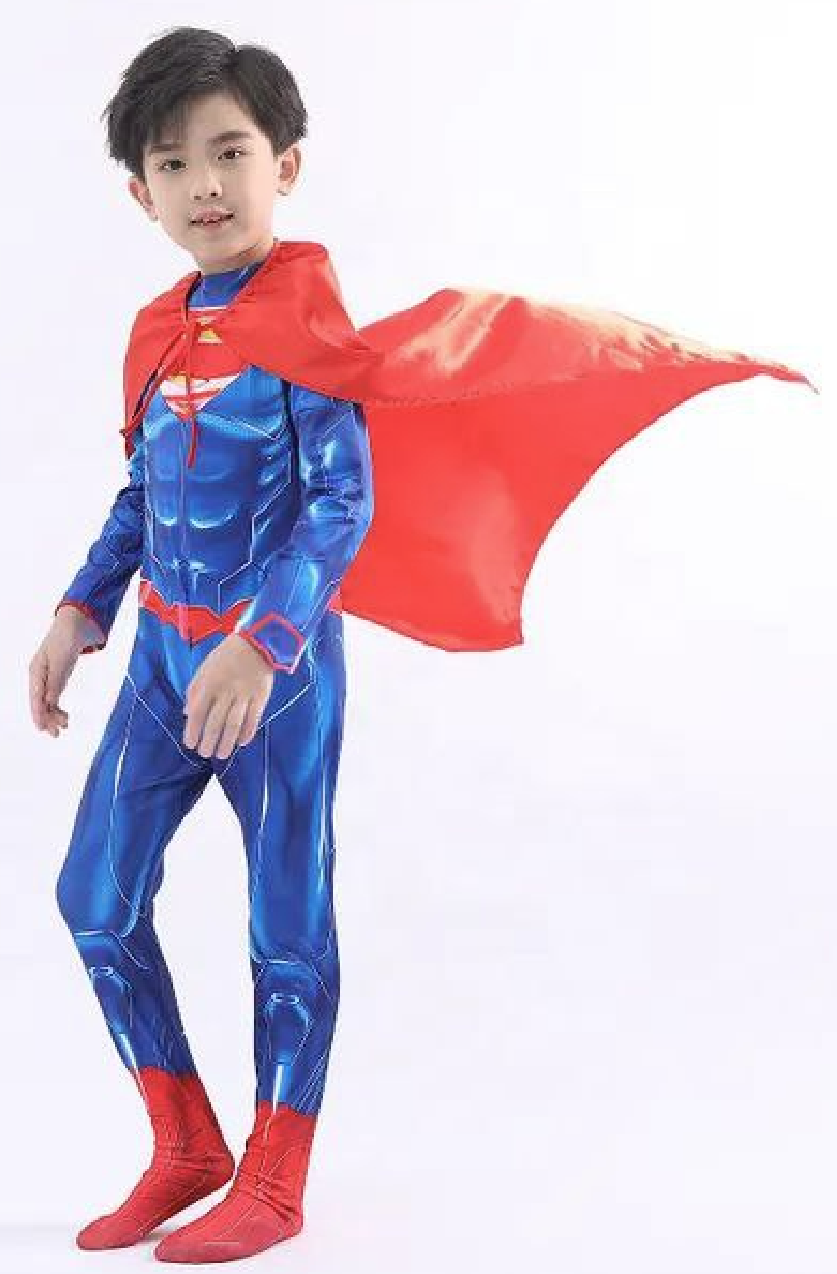 Карнавальный костюм детский ROYAL FELLE Супермен, синий, 128
