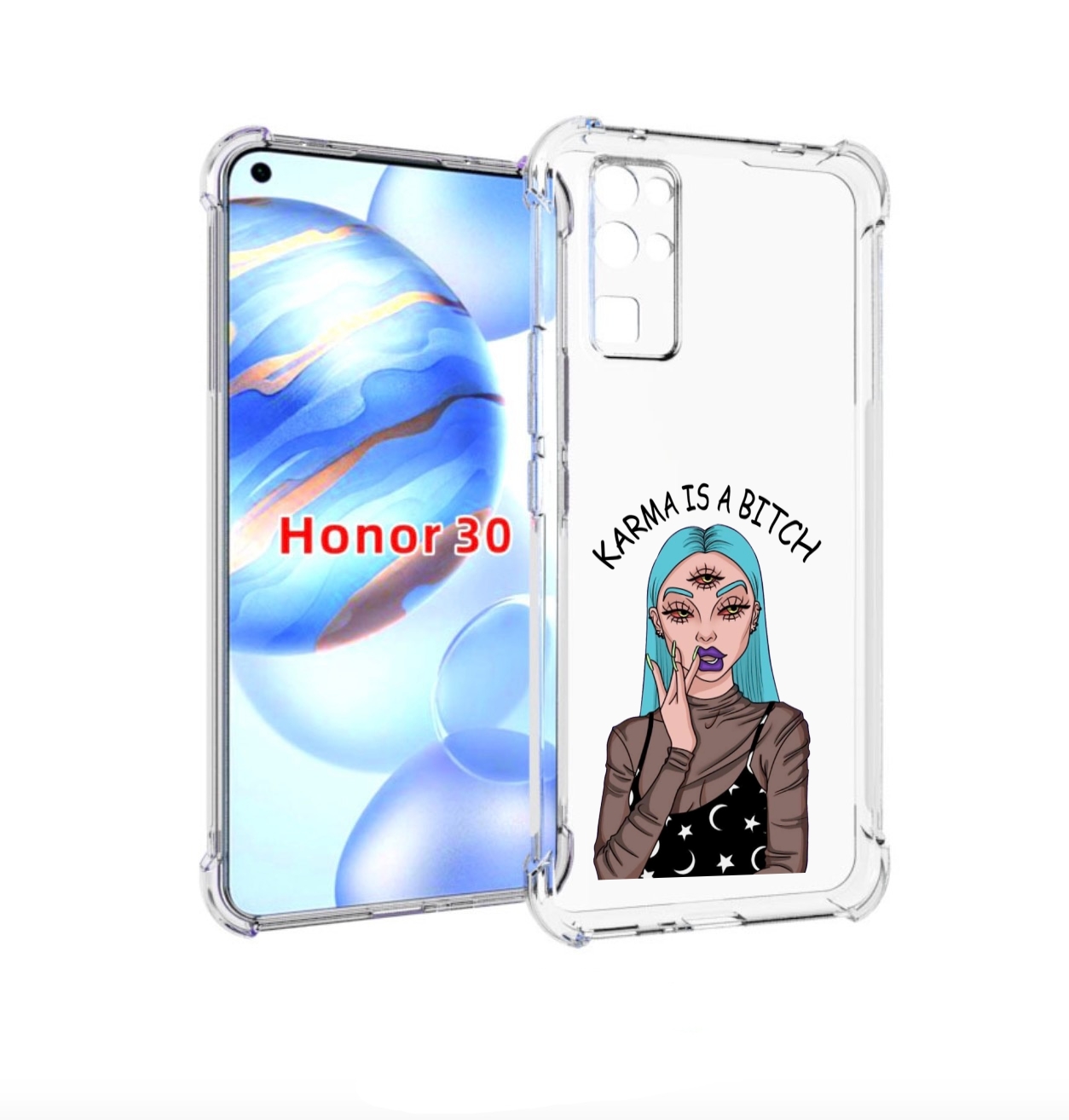 

Чехол бампер MyPads плохая-карма женский для Honor 30 (BMH-AN10), Прозрачный, Tocco