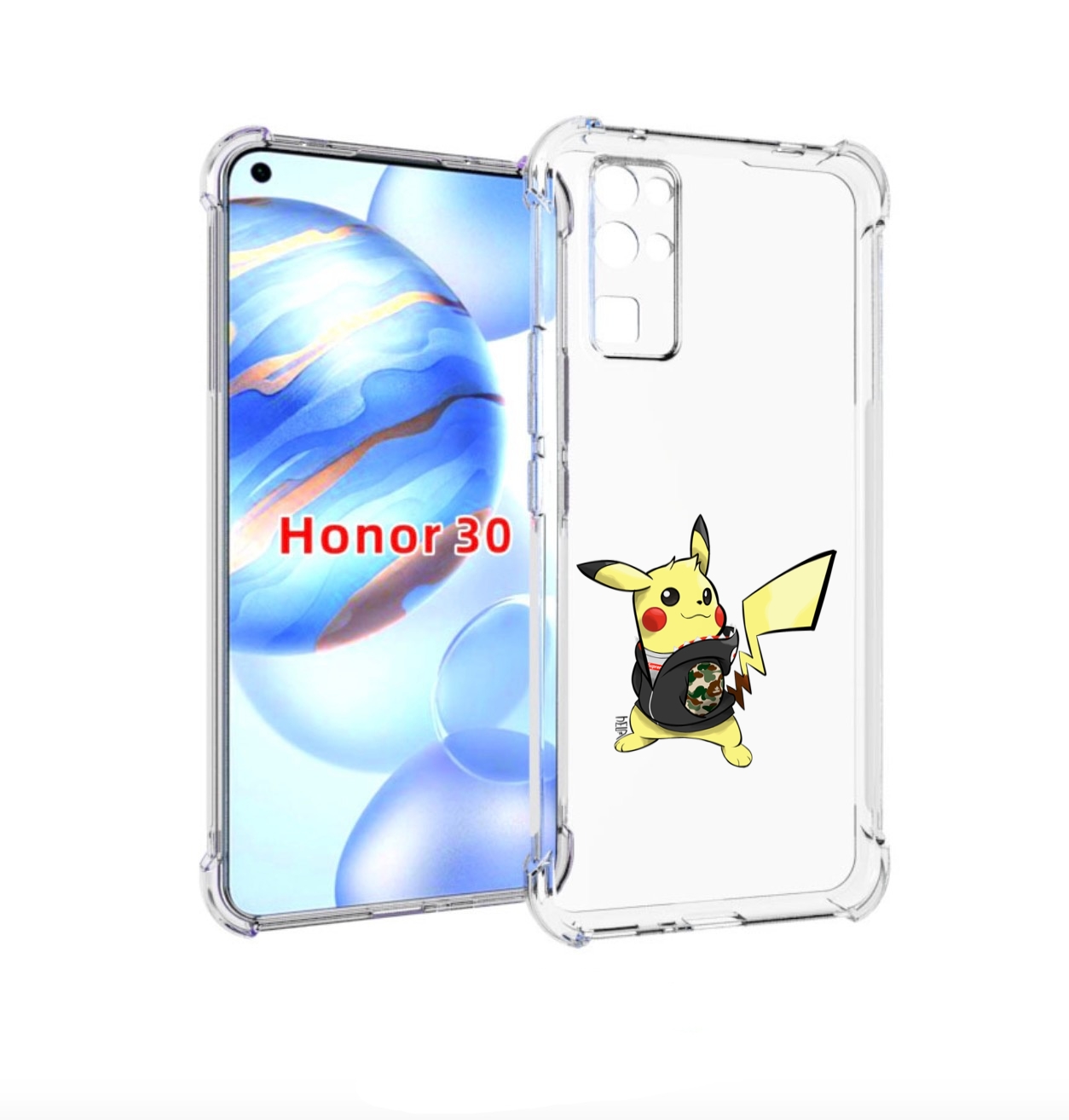 Чехол бампер MyPads пикачу для Honor 30 (BMH-AN10) противоударный