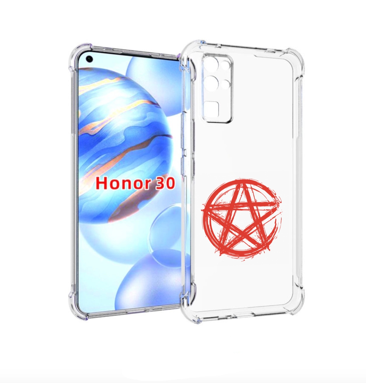 

Чехол бампер MyPads пентаграмма для Honor 30 (BMH-AN10) противоу, Прозрачный, Tocco