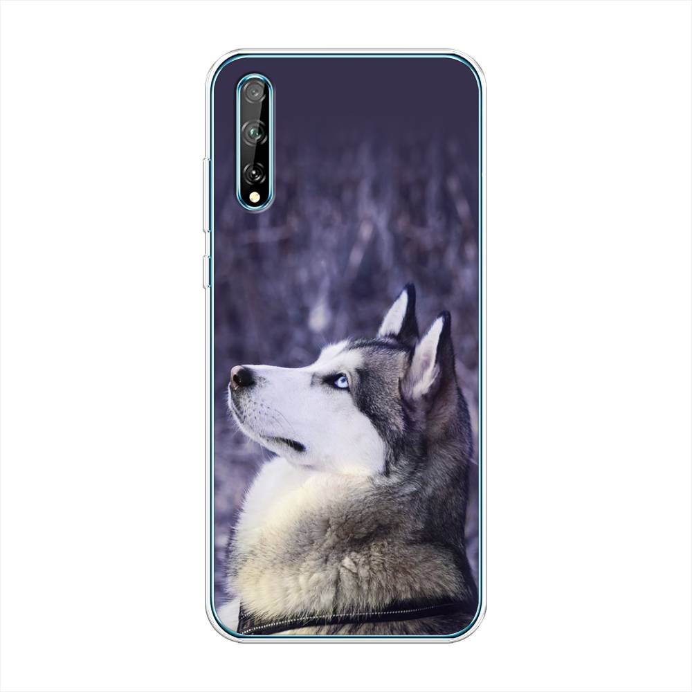 

Чехол на Huawei Y8p "Хаски 1", Фиолетовый;белый, 6103550-1