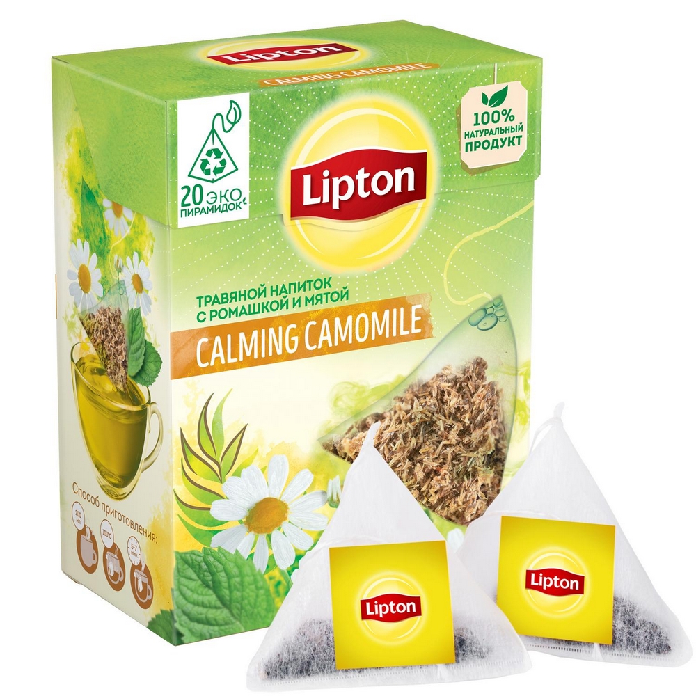 фото Чай lipton calming camomile травяной с ромашкой и мятой 20 пак