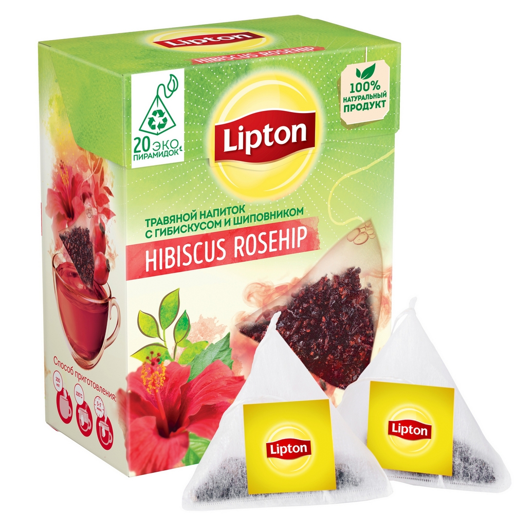 фото Чай травяной lipton hibiscus rosehip с гибискусом и шиповником 20 пак