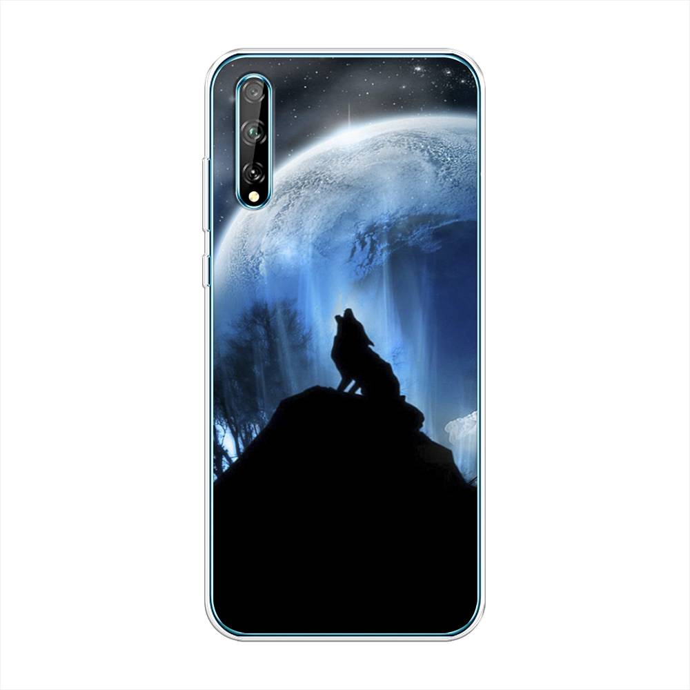 

Чехол на Huawei Y8p "Волк 2", Синий;черный;белый, 6103550-1
