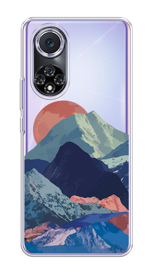 

Чехол на Huawei Nova 9 "Закат в снежных горах", Красный;серый;голубой, 6106150-2