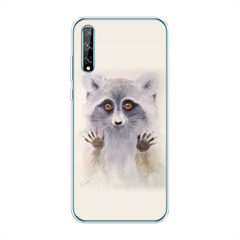 

Чехол на Huawei Y8p "Енот за стеклом", Бежевый;серый, 6103550-4